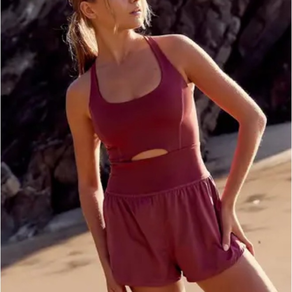 Free People Righteous Onesie. Stylish Burgundy Color. Size Medium